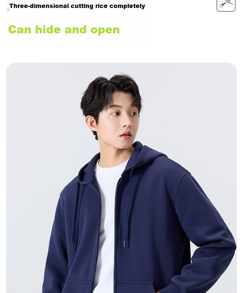 MINISO Hooded Sweatshirt Jacket for Men, Spring And Autumn Style, Casual Versatile Heavyweight Zip-Up Cardigan, Men's Clothing Z, Bean Green, M 11