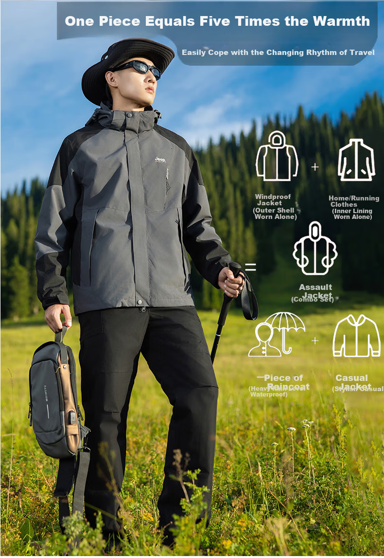 JEEP SPIRIT Windbreaker Jacket for Men And Women, Spring And Autumn Outerwear, Outdoor Windproof Coat, Warm Windbreaker 5