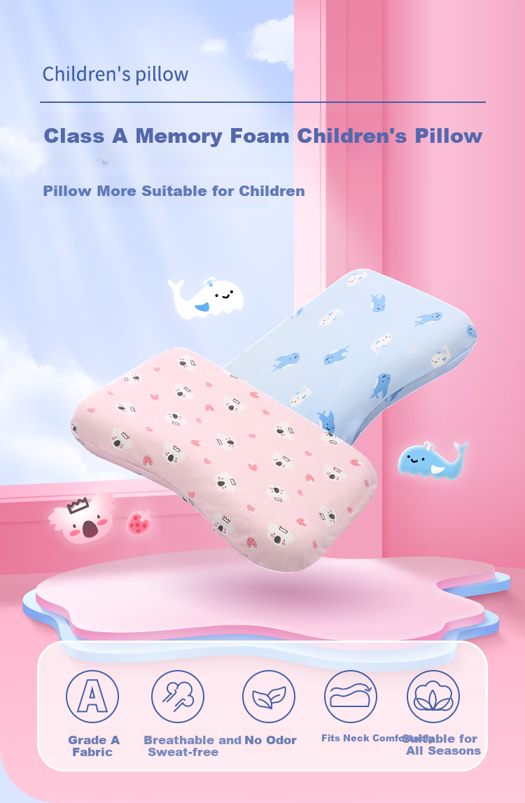 Aeromax Class A Pure Cotton Children's Pillow, Memory Foam Pillow, Student Dormitory Growth Pillow Core, All-Season Universal Pillow Core for Kids 1