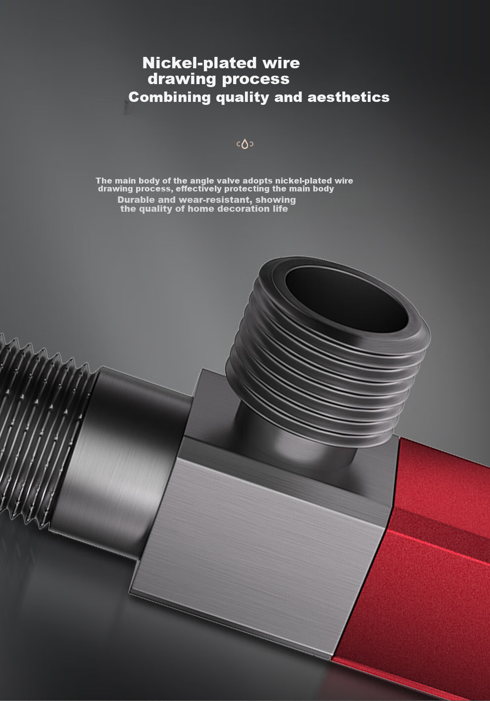Submarine F312H Brass Thickened Triangular Valve, 1/2 Inch Inlet/outlet Ceramic Valve Core, Gunmetal Gray Hot Water Angle Valve 6