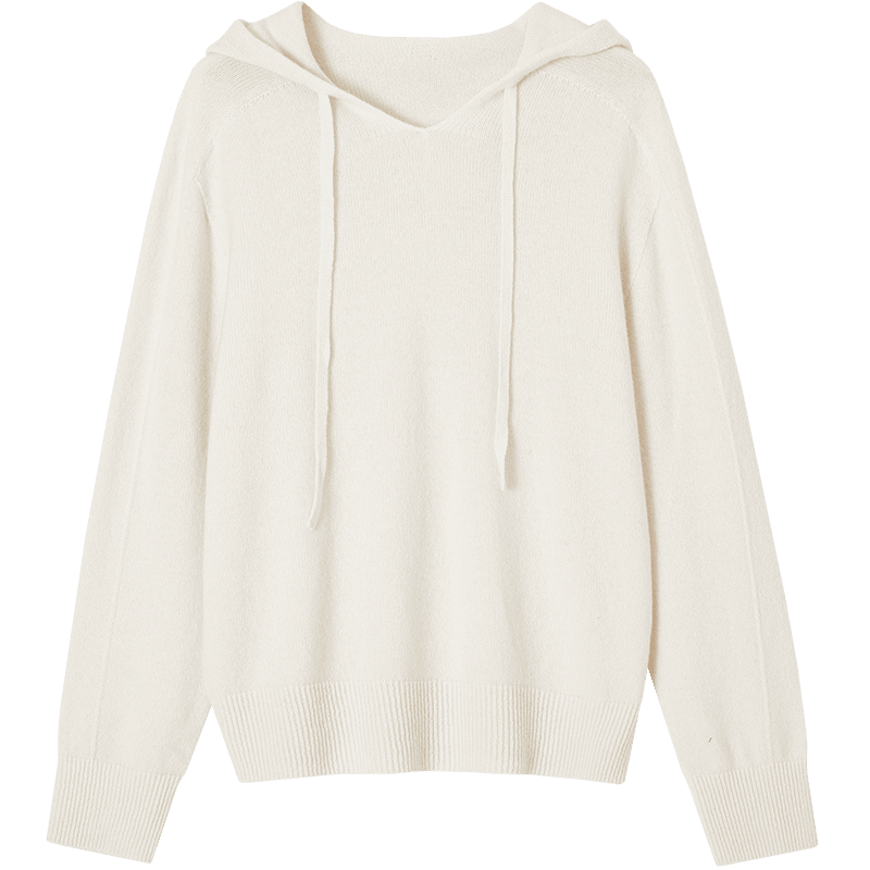 Demana Seamless 100% Merino Wool Winter Simple Hooded Drop Shoulder Loose Knit Sweater for Women