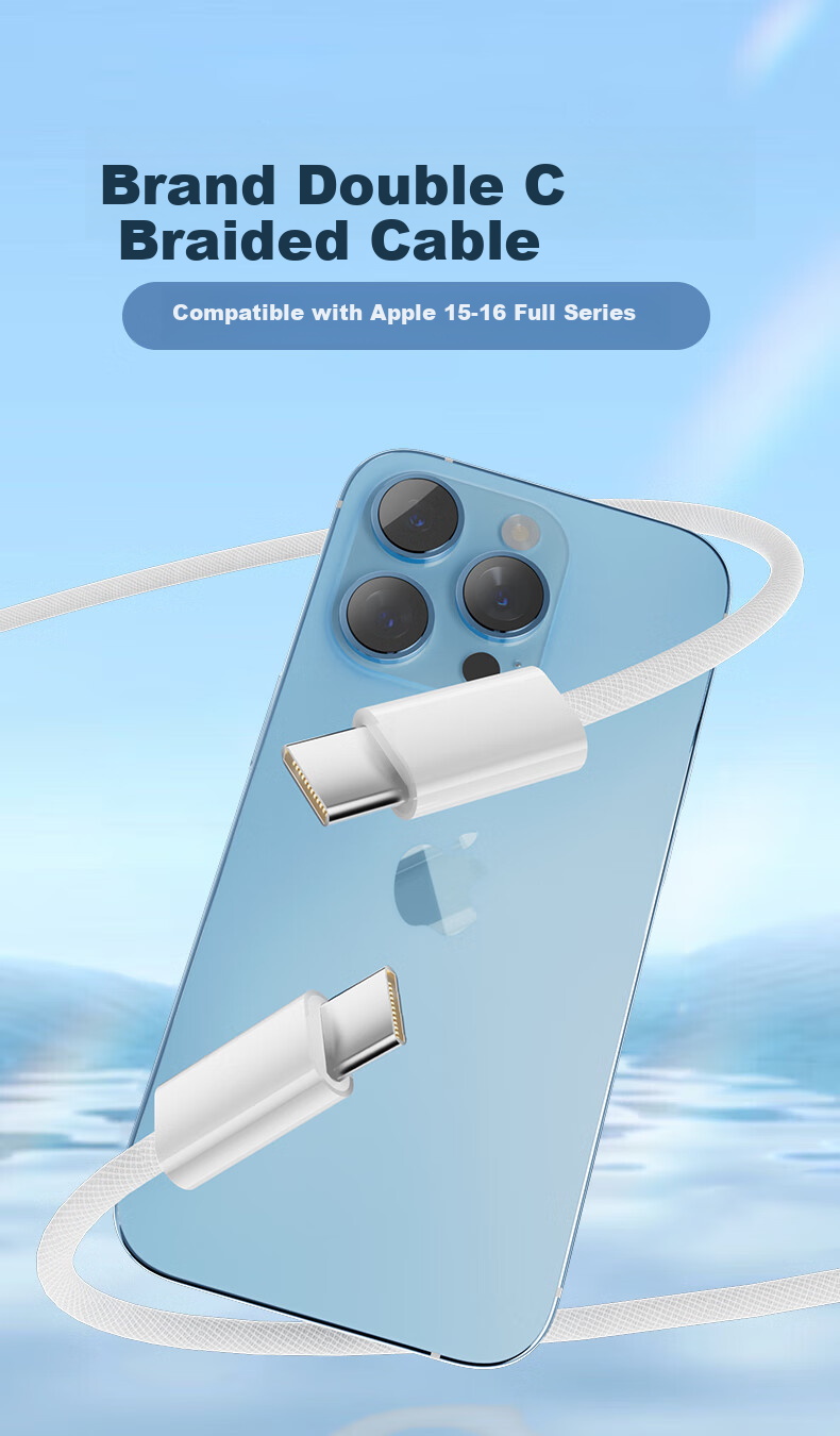 OKSJ Compatible with Apple 15/16/17/18 Charging Cable, 60W Data Cable, 45W/40W Braided Cable, Double-Ended Type-C, for IPhone 15 Pro/Max, IPad, Laptop, 2 Meters 1