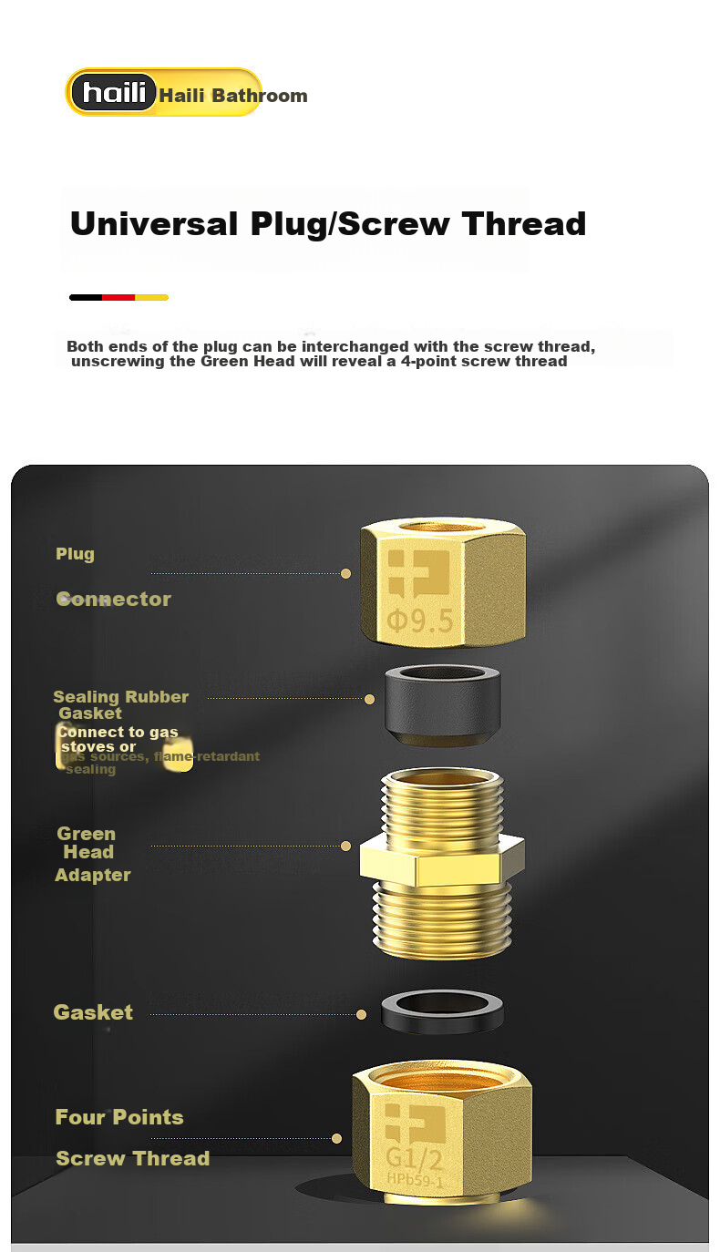 Haili 1.5-Meter Natural Gas Dedicated Flexible Pipe, Corrugated Pipe, National Standard 304 Stainless Steel Gas Stove And Water Heater Connection Hose 10