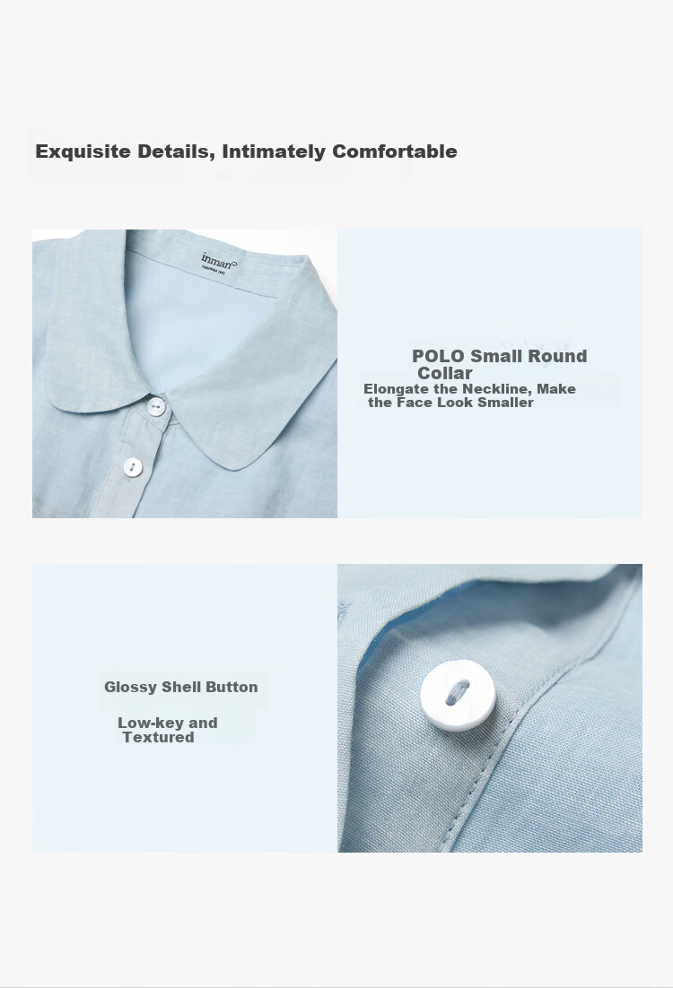 INMAN INMAN [Runway Style] Ramie French Doll Collar Dress for Women, Summer 2026 New Light Blue M 9