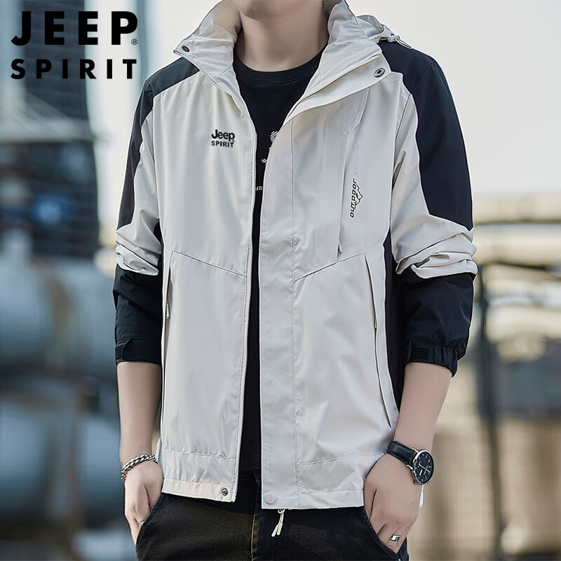 JEEP SPIRIT Men's Outdoor Windproof Jacket Spring Autumn Casual Coat