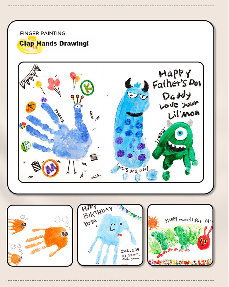 Meiletongnian Finger Paint for Ages 1-4, Washable Finger Painting Toy for Toddlers And Children, Doodle And Drawing Set, Birthday Gift 7