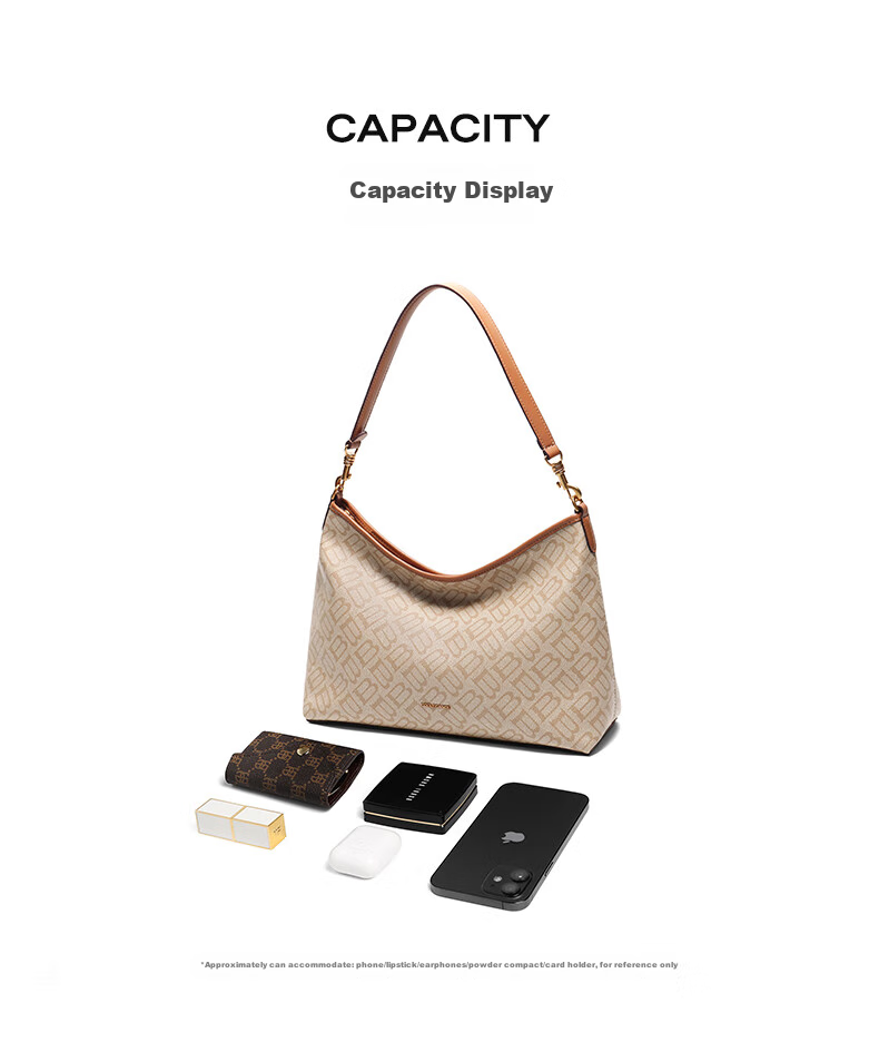 Belle Women's Handbag, Retro Casual Crescent Bag, Gift for Mom, Seagull Monogram Tote Bag X7199AX5, Brown, F 7