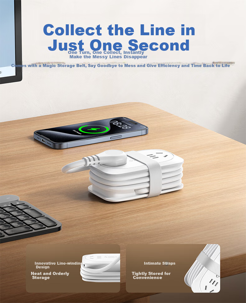 ORICO Power Strip, Travel Adapter, Multi-Functional Mini Power Board, for Business Trips And Home Use, with Storage, Total Length 1.36 Meters 10