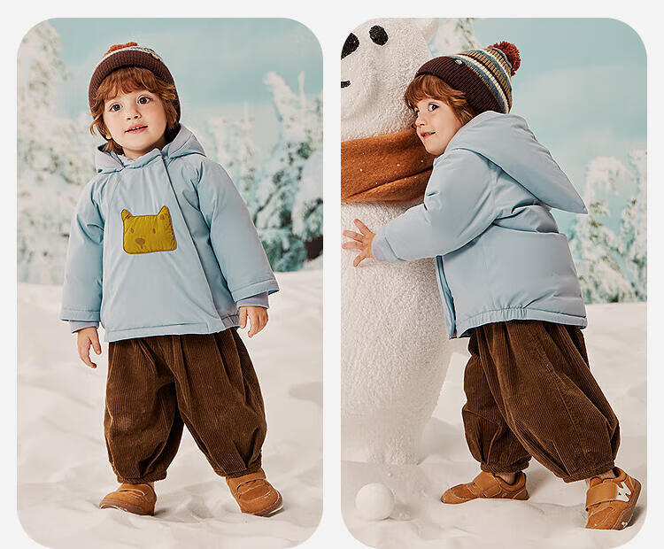 Minibala Kids Unisex Three-Proof Down Jacket Baby Goose Down Windproof Coat 2025 Winter 4