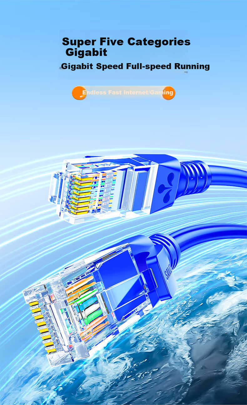 SAMZHE CAT6 Ethernet Cable, Gigabit High-Speed Broadband Cable, CAT6 Engineering Monitoring Computer Router Network Home Finished Patch Cord, 8-Core Twisted Pair Cable, Red 2 Meters RWD6020 3