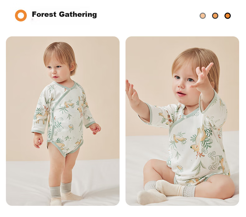 Beitaisi Baby Clothes, Spring And Summer Long-Sleeve Bodysuit, Newborn Infant Belly Protection Clothing, Small Age Pure Cotton Onesie 35