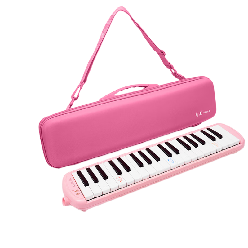 Chimei 37-Key Professional Melodica in Macaron Colors for Students and Adults (Macaron Pink, Includes Note Stickers and Blow Tube)
