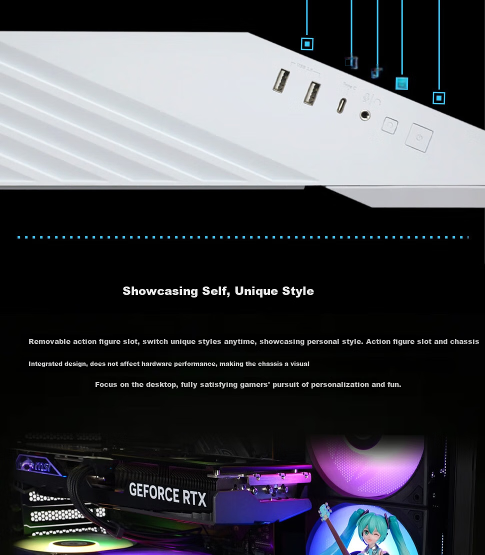 LIANLI Fengyi V100 Computer Case, Seaside View Case, Black / Supports ATX Motherboard / 360mm Water Cooling / Pre-Installed Graphics Card Bracket 12
