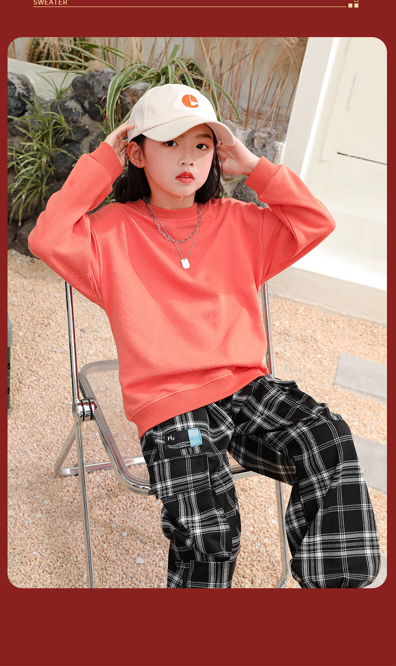 Langsha Girls' Fleece-Lined Crewneck Sweatshirt Spring Warm Casual Durable Thin Velvet Long Sleeve Stylish Taro Purple 140 5