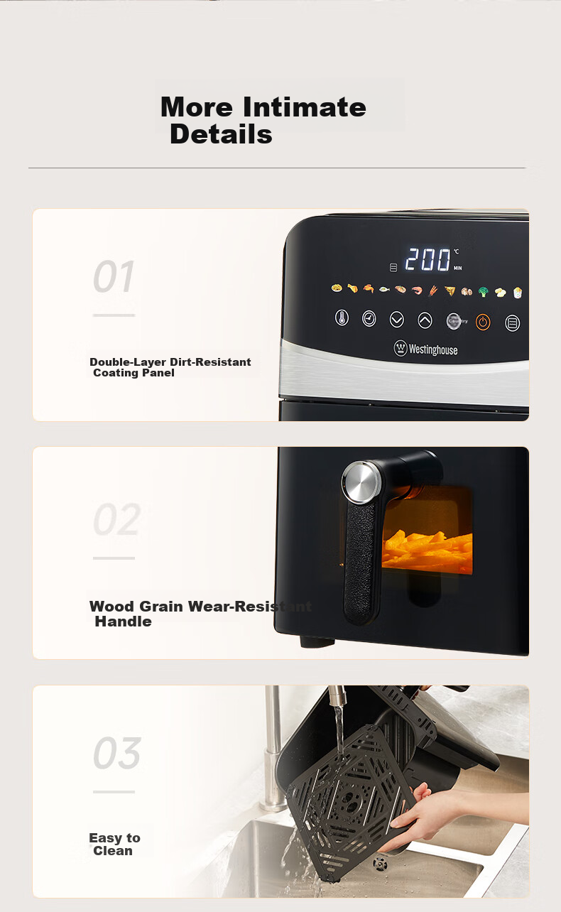 Westinghouse Visual Air Fryer, 6-Liter Large Capacity, Metal Inner Cavity, Multifunctional Oven, No-Flip Frying Pan, WKZ60H10 23
