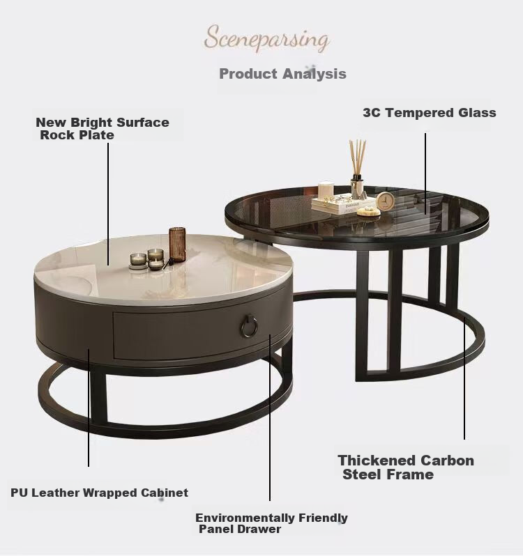 Gupujia Rock Slab Coffee Table, Living Room Modern Minimalist Light Luxury, Small Apartment Reception Tea Table, Sofa Glass Side Table, Balcony Small Corner Table 9