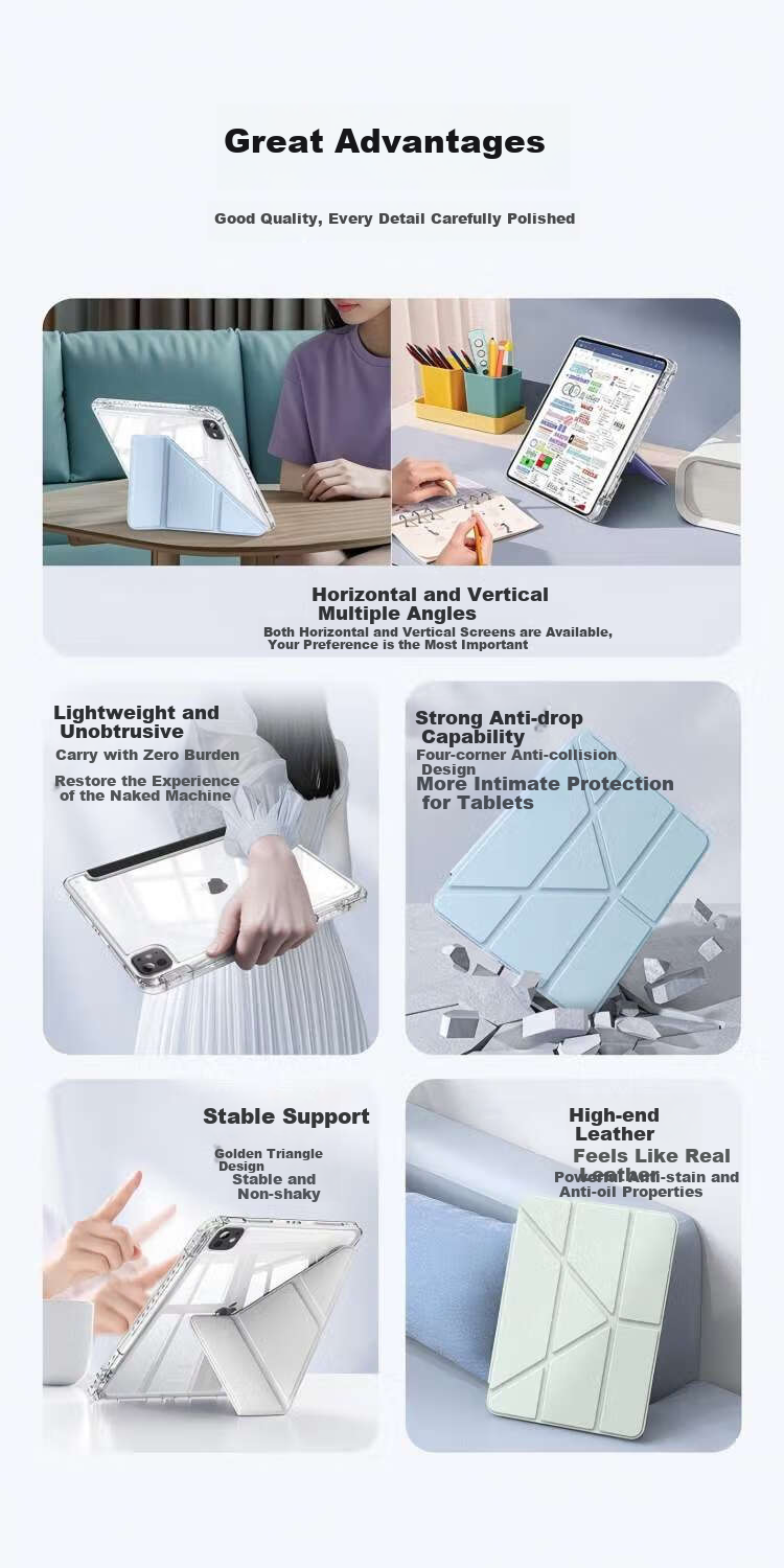HBOALG Compatible with Huawei MatePad Pro Protective Case, 2024 Model, 12.2-Inch, 3+Y Fold Magnetic with Pencil Holder, Full Coverage, Anti-Bend, Shockproof Protective Case, White Ice Blue 7