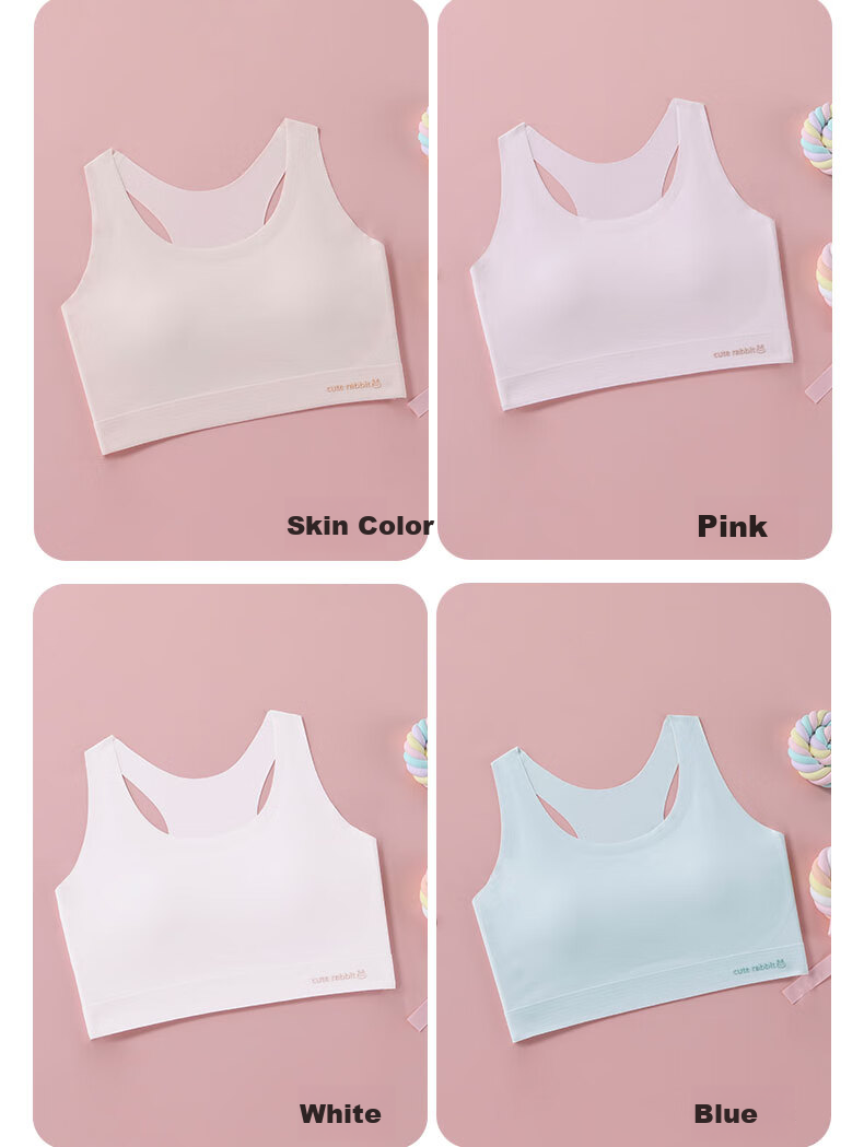 LangSha Seamless Girls' Underwear for Puberty Stage Two (Ages 10-14), Girls' Training Bra for Middle School And Elementary Students 14