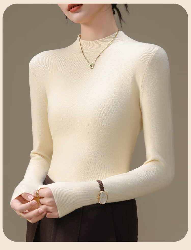 MiiOW Women's Half Turtleneck Knit Base Shirt Autumn Winter 2025 New Slim Fit Sweater Top 11