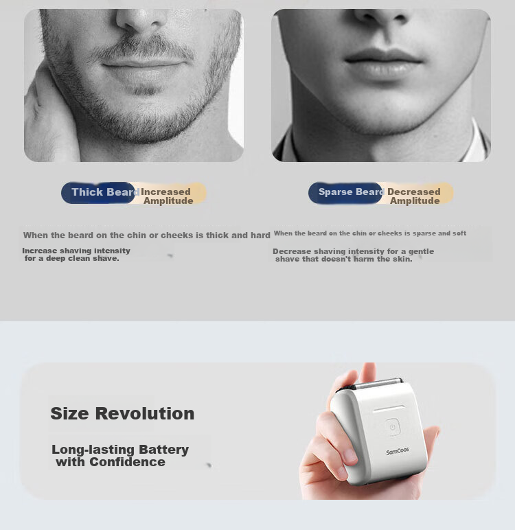 SAMCOOS S15 Electric Shaver with Reciprocating Five-Blade Head, Compact And Portable Beard Trimmer for Men, New 2026 Model Birthday Gift for Dad, Husband Or Boyfriend 8