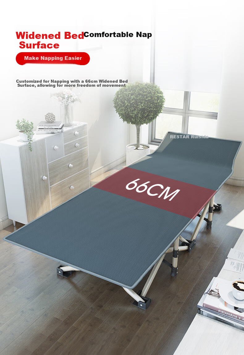 Restar Folding Bed Single Bed Office Nap Bed Hospital Accompanying Care Simple Bed Camp Bed Ten-Foot Bed with Legs 4