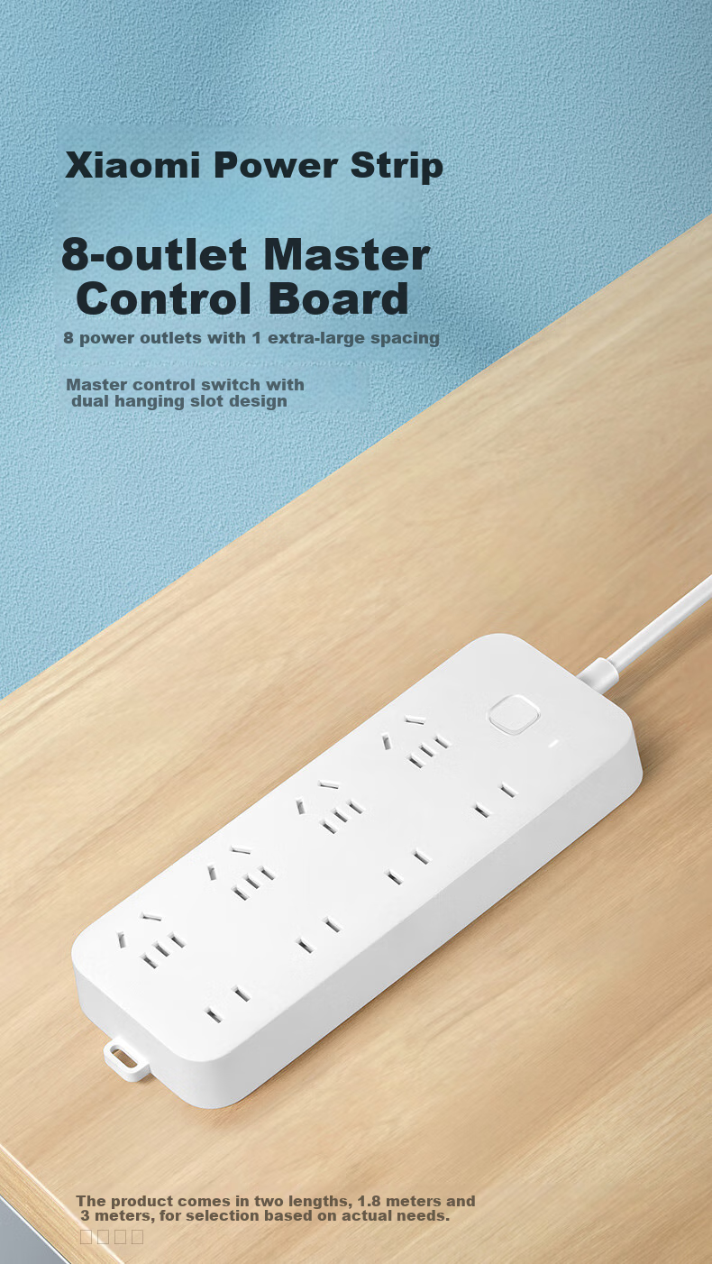 MI Power Strip (4 Outlets with 4 Independent Switches), 1.8 Meters Long, Suitable for MI 17 MI Electric Heater/Hot Water Heater/Electric Blanket 1