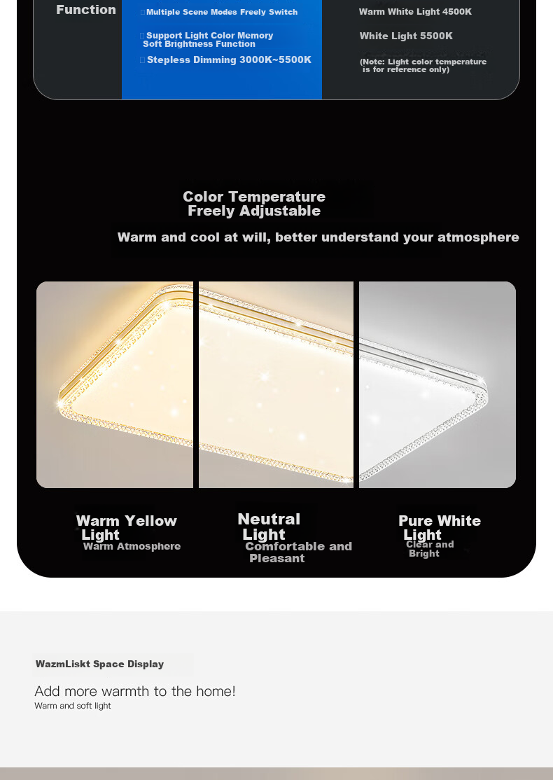 MICOE LED Ceiling Light Luxury Eye-Care Light Source for Living Room Bedroom Dining Room 20