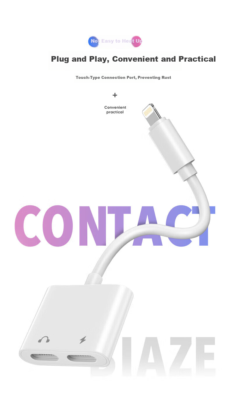 BIAZE Two-In Adapter for Apple Earphones: Charging + Music Streaming Compatible with IPhone 11/12pro/13/14/XR/8, Audio Converter for Calls, Charging And Music 3