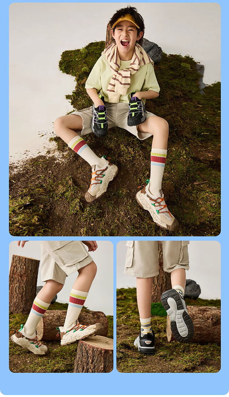 TOREAD [Yue Xing] Children's Sports Shoes for Boys And Girls, Spring And Summer Style, Bread Head Hiking Shoes, Light Green Gray, Size 39 8