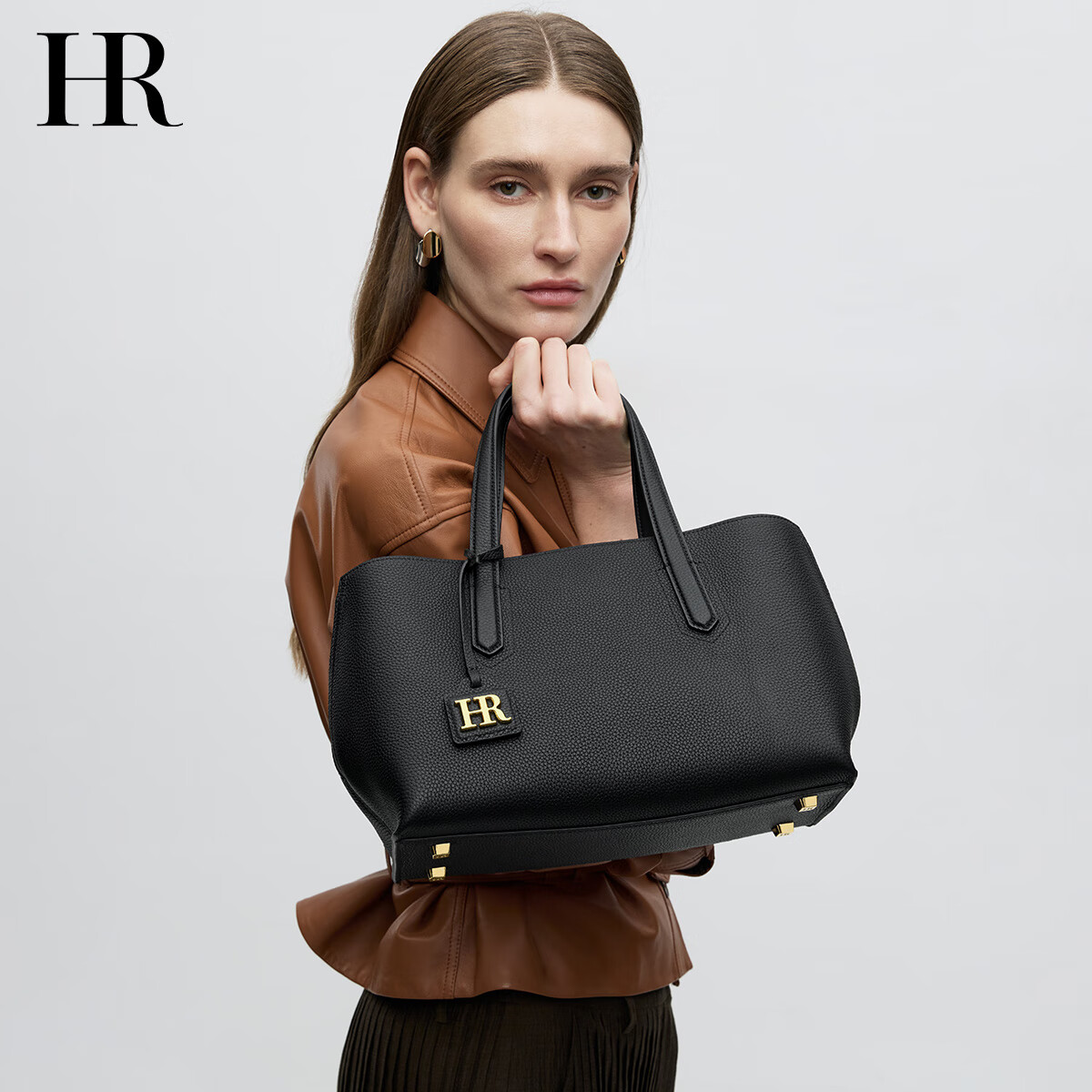 HR Women's Handbag, Top-Grain Leather, Tote Bag with Multiple Pockets, Shoulder Crossbody Bag, Birthday Gift for Wome