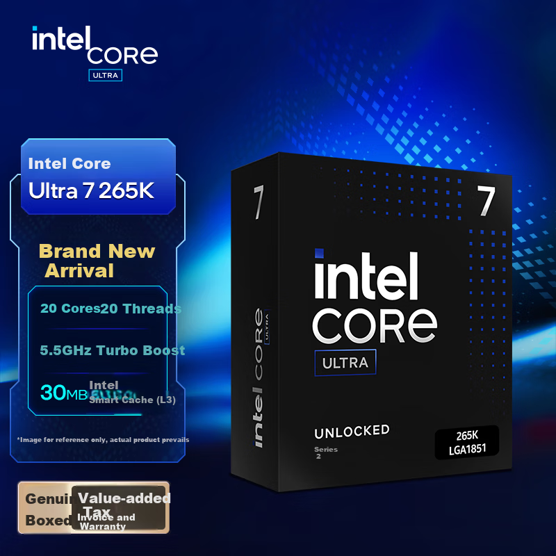 Intel Core Ultra 7 Processor 265K, Desktop Computer, 20 Cores 20 Threads, Boxed CPU Set, Gaming E-Sports Office, Smooth Play Delta Actio