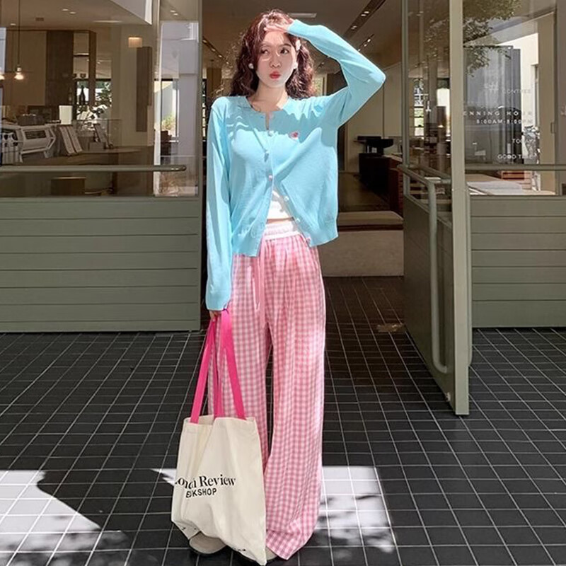 LangSha Wide-Leg Pants for Women, Spring And Autumn New Style Dopamine High-Waist Draping Slimming Casual Loose Lazy Trendy Trousers
