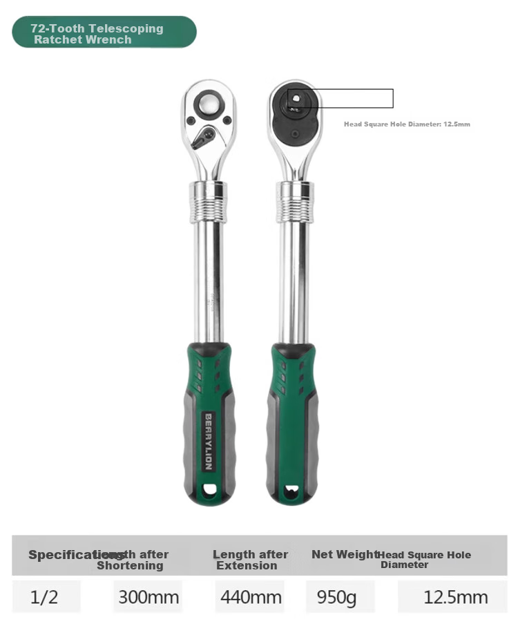 BERRYLION Quick Ratchet Wrench, High Torque, Bidirectional Automatic Socket, Auto Repair Tool, 1/2 Pack Plastic Handle Ratchet Wrench/large Fly 5