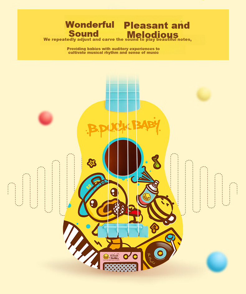 B.Duck Ukulele Early Education Musical Instrument Toy for Infants And Toddlers, Realistic Plucked Birthday Gift 5