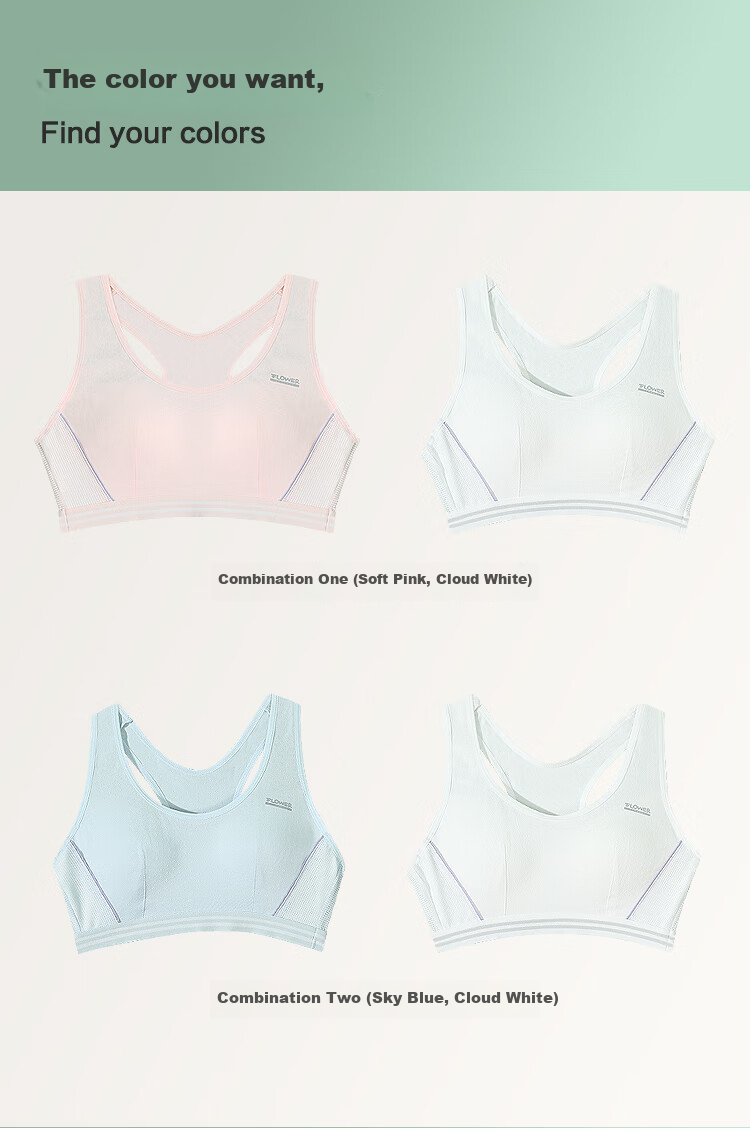 Hodohome Girls' Underwear, Puberty Stage Two, Mesh Breathable Bra, Middle School Student Wireless Vest, 038A80 11
