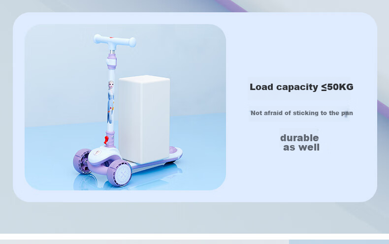 Disney Children's Scooter for Ages 3-12, Extra Wide And Spacious with Flashing Wheels, Elsa Princess Design, Adjustable Height Pedal Bike, Children's Gift 9