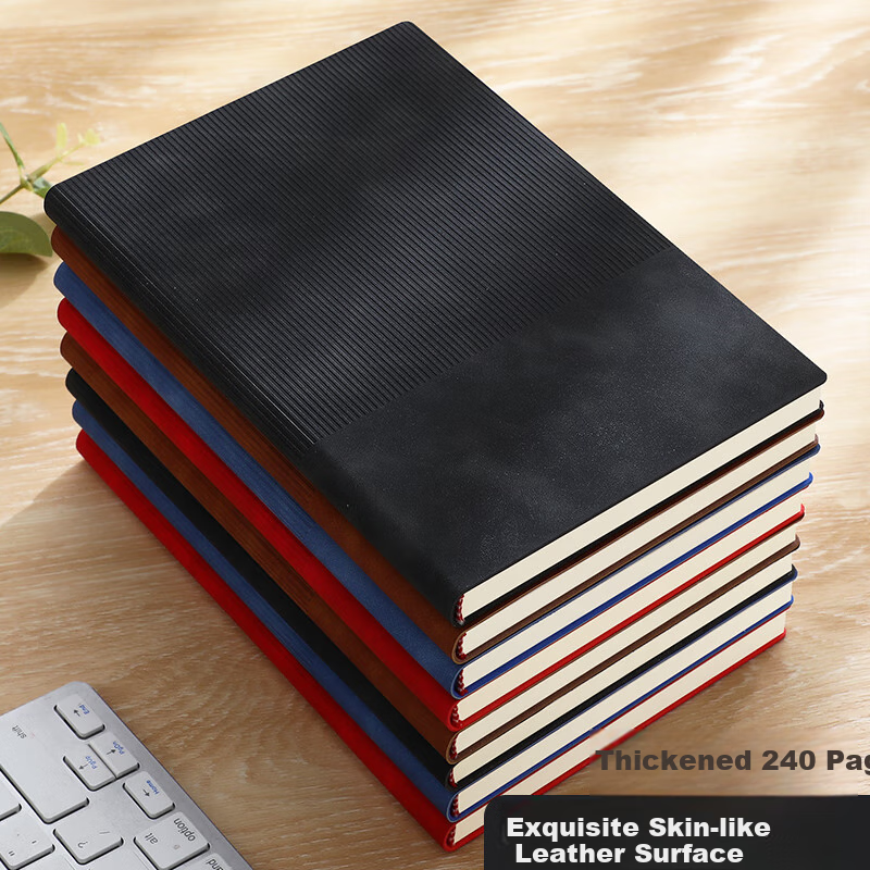 Zuolanzhe A5 Business Notebook, Stylish Customizable Soft Cover Journal, Thickened Diary, Work Log, Meeting Book, Black