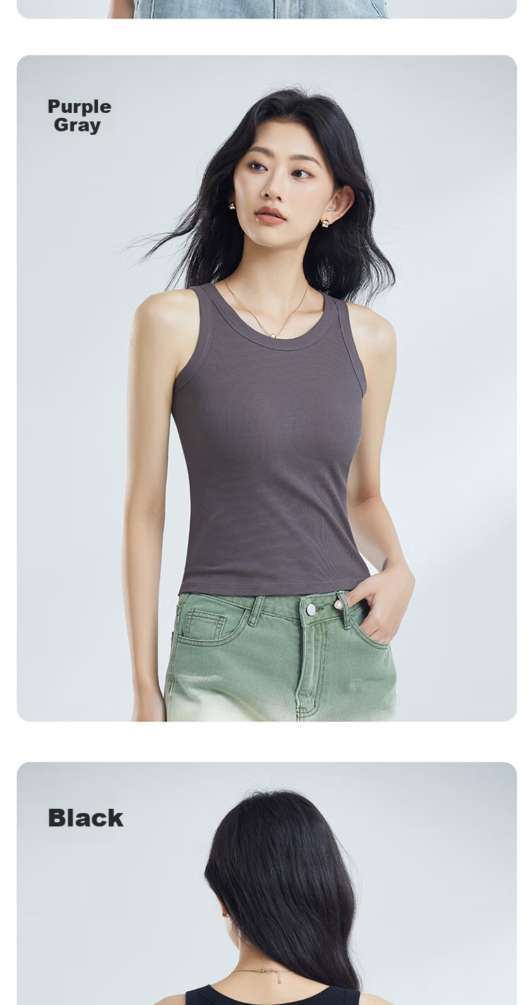GUJIN Sleeveless Camisole Tank Top Knit Sweater Elegant Inner Wear Can Be Worn Alone Or As Undershirt Cotton No Chest Pads 15