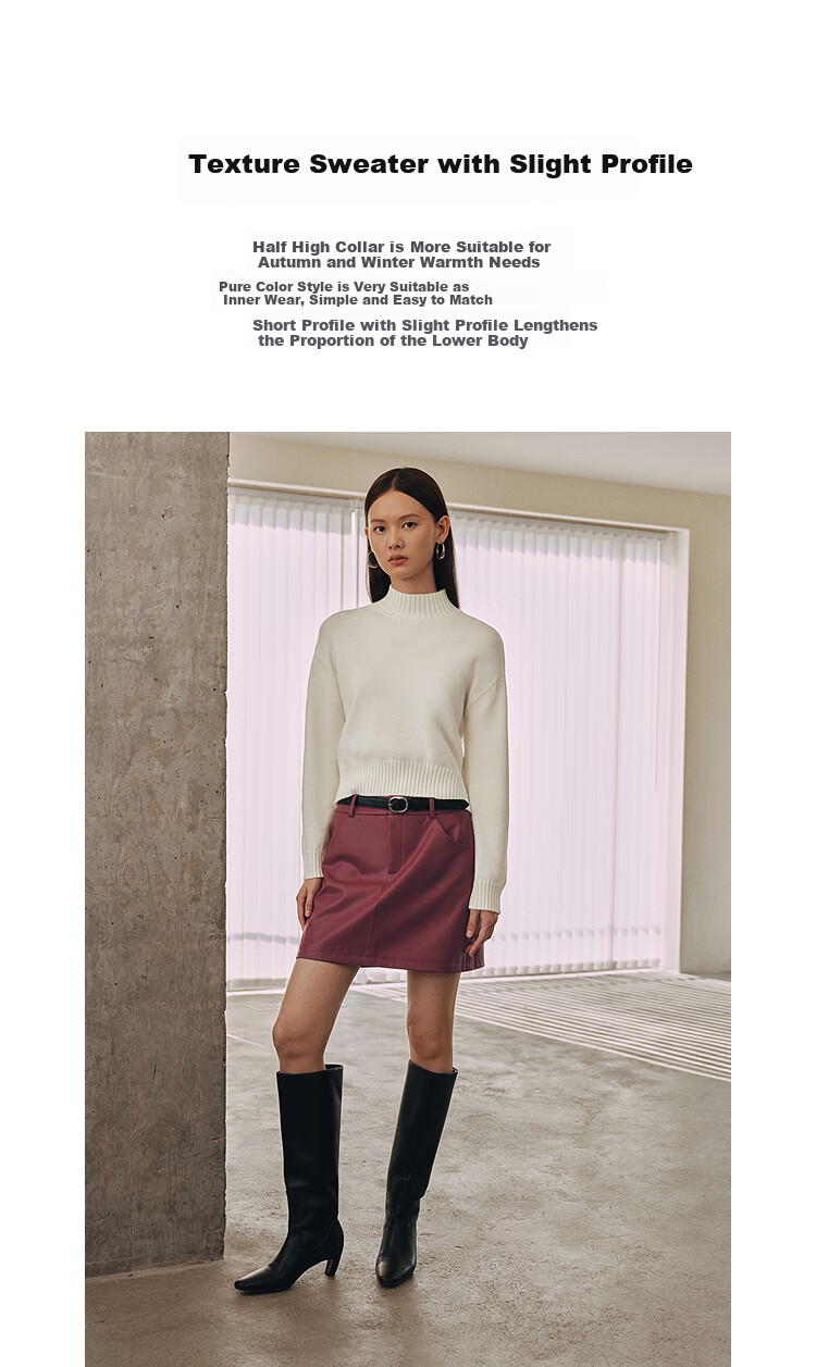 Taipingniao Women's Knit Sweater, Semi-Turtleneck Knitted Pullover, Soft Winter Sweater, Inner Layer D, Black, M 3