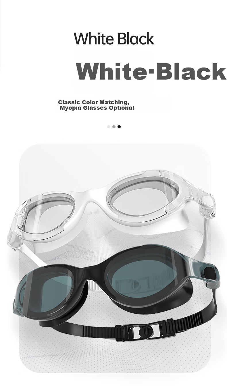 WATERTIME / Shuichuan Swimming Goggles, Myopia Waterproof Anti-Fog Large Frame Swimming Glasses with Prescription for Men And Women, White 200 4