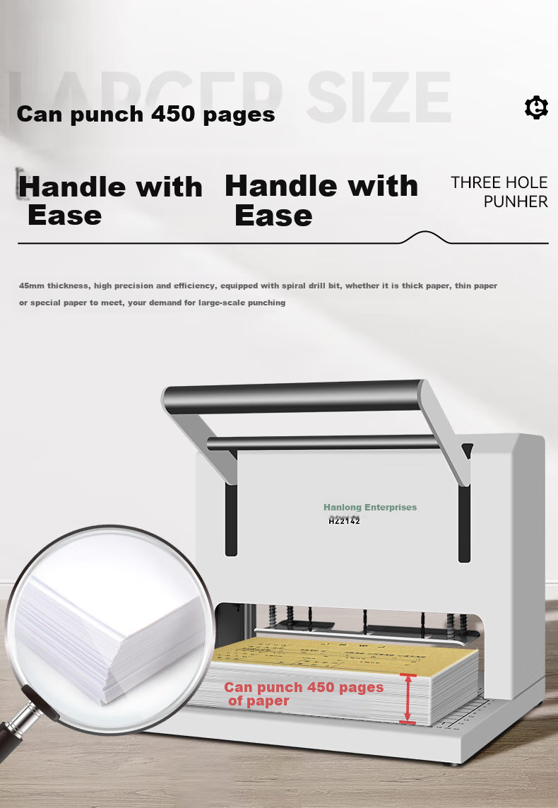 Hanlongqi Three-Hole Electric Punching Machine for File Folders, Standard Hole Distance 83mm for Personnel And Financial Records Punching Machine HZ2142 4