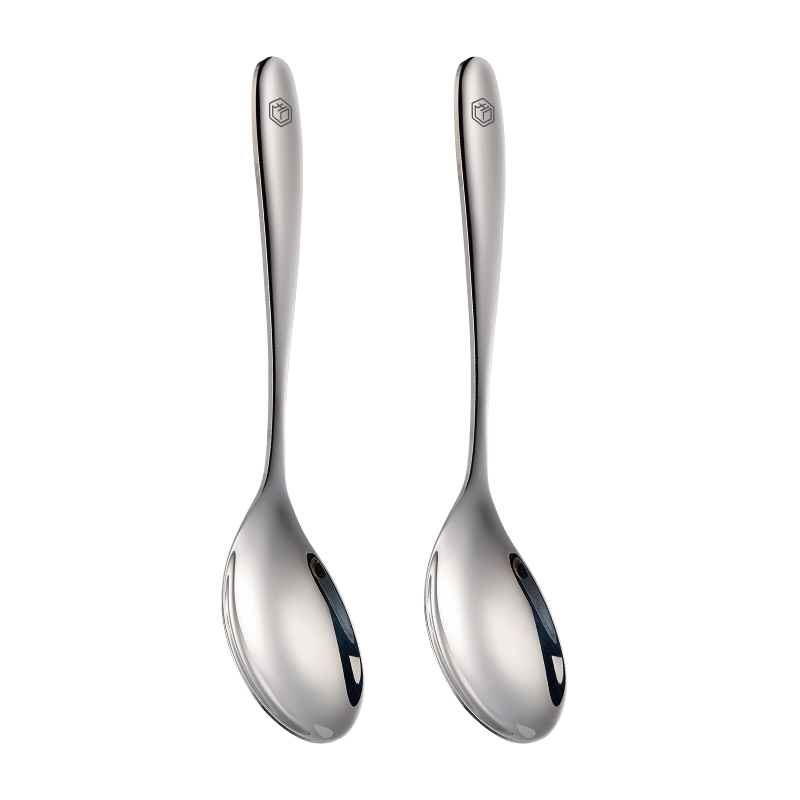 JD Jingzao Spoon 304 Stainless Steel Soup Spoon Integrated High-Temperature Resistant Thickened Wide Handle 2-Pack