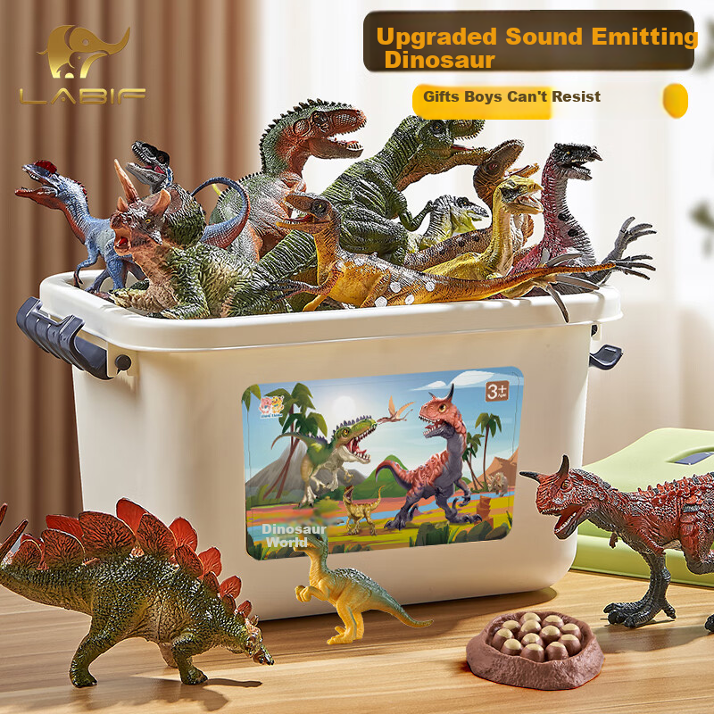 PALYFULHOME Dinosaur Toy Set, Children's Realistic Animal Models, Soft Rubber Tyrannosaurus Rex Egg, Boys' Children's New Year Gift