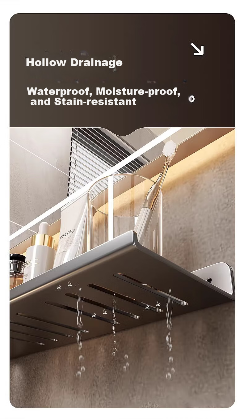 MUYA Mirror Bathroom Storage Rack, Toilet Washbasin Vanity Wall-Mounted Shelf, No Drilling Required, Bathroom Organizer 9
