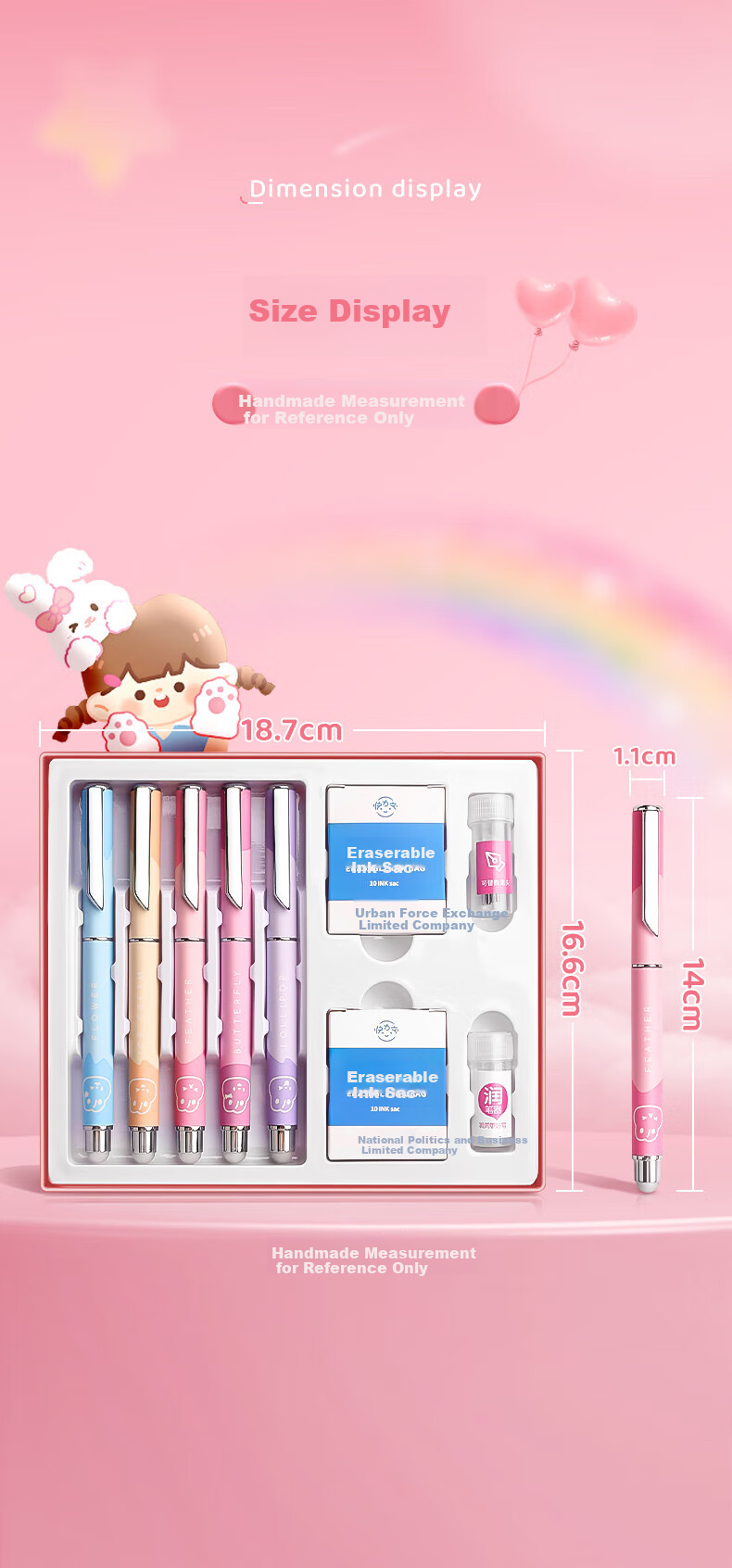 Benyi 5-Piece Gift Box Set Erasable Fountain Pen/ Tutu Sauce for Third-Grade Elementary School Students' Handwriting Practice, Heat-Sensitive Erasable Posture-Correcting Fountain Pen for Male And Female Beginners, Replaceable Ink Cartridge for Novice Writers' Practice 11