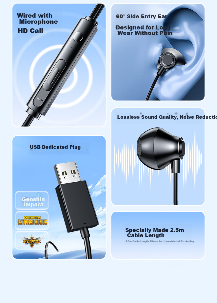 BIAZE Computer Headset, Dual 3.5mm Ports, 3-Meter Wired Headphones, Over-Ear Style, Replaceable Cable, Noise-Canceling with Microphone, for Gaming, Live Streaming, E-Sports, Delta Force, FPS, Sound Positioning 3