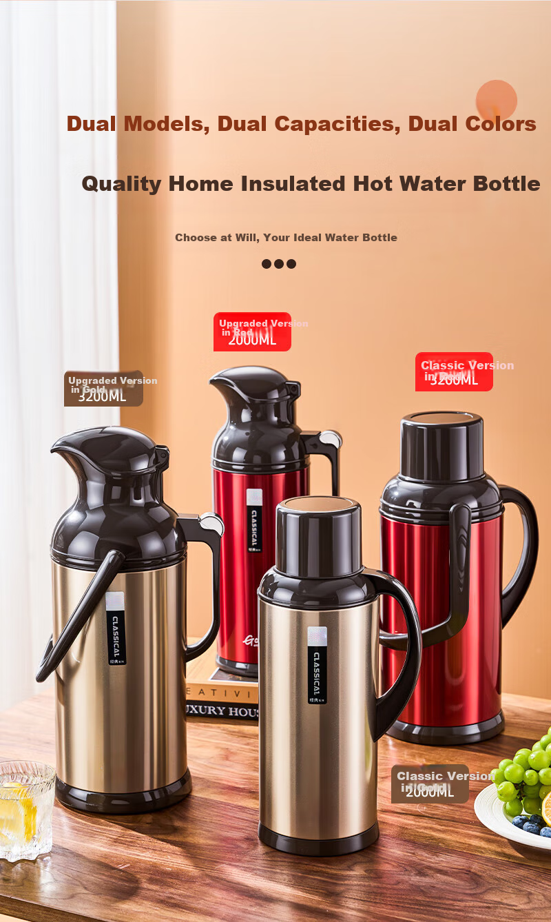 Shandianshui Insulated Water Bottle, Household Thermos Flask, Large Capacity 3200ml, Stainless Steel Thermos, Hot Water Bottle, Gift 13