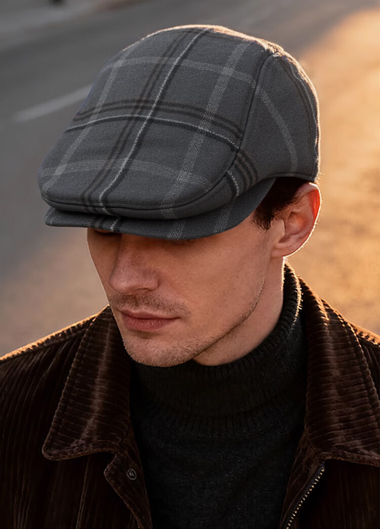 SEPTWOLVES Men's Winter Wool Blend Warm Duckbill Beret Hat with Fleece Lining Thickened Cold Protection Gift for Dad and Grandpa 5