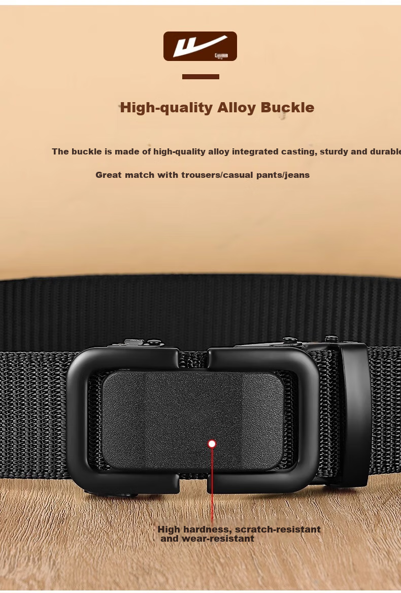 Huili Canvas Belt with Automatic Buckle, Tactical Woven Belt, Thickened Casual Versatile Belt for Men And Women, Trendy Simple Waistband 5