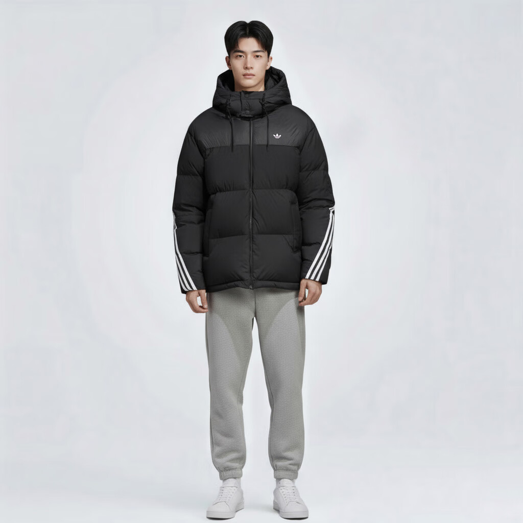 Adidas Originals Men's 3S PUFFER DOWN Short Down Jacket KC0173 Black L 2